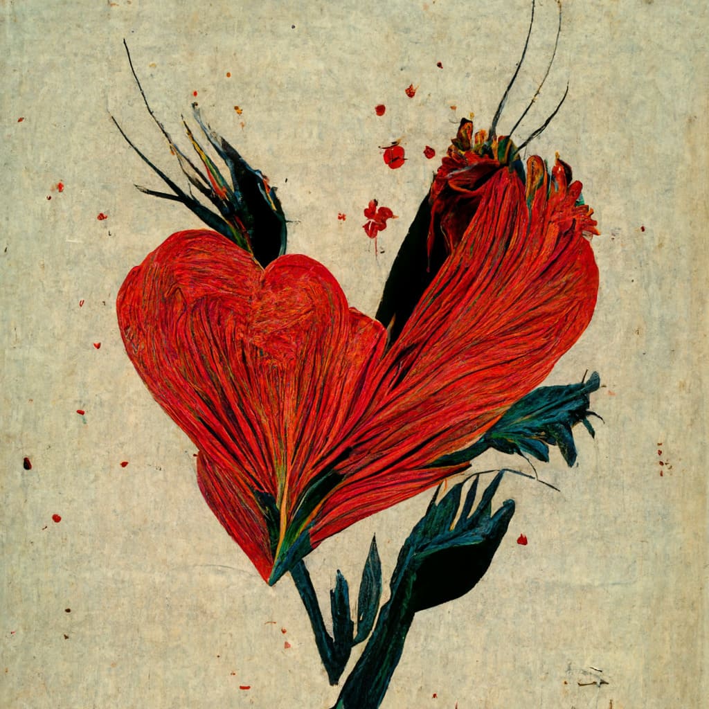 A flower heart painting